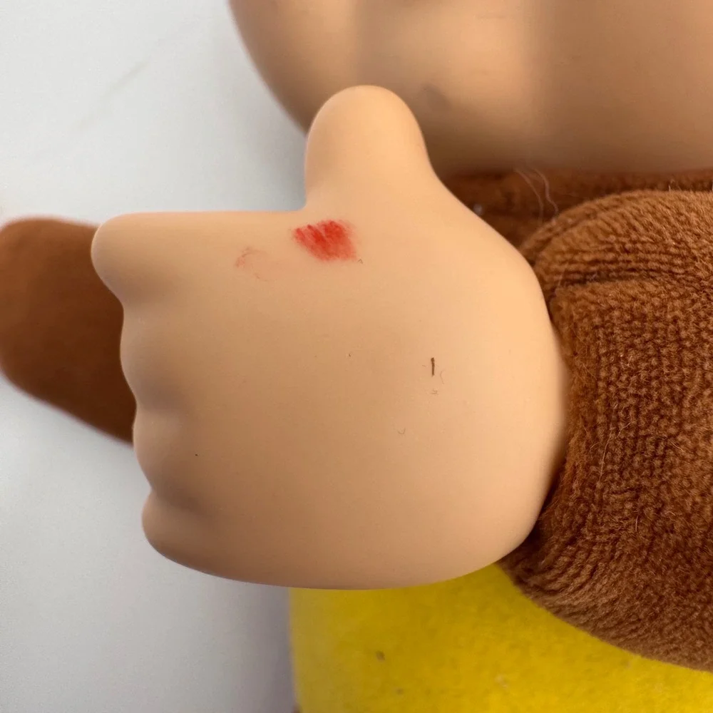 Cabbage Patch Kids Cuties Cow Plush Doll Brown Yellow Costume Green‎ Eyes